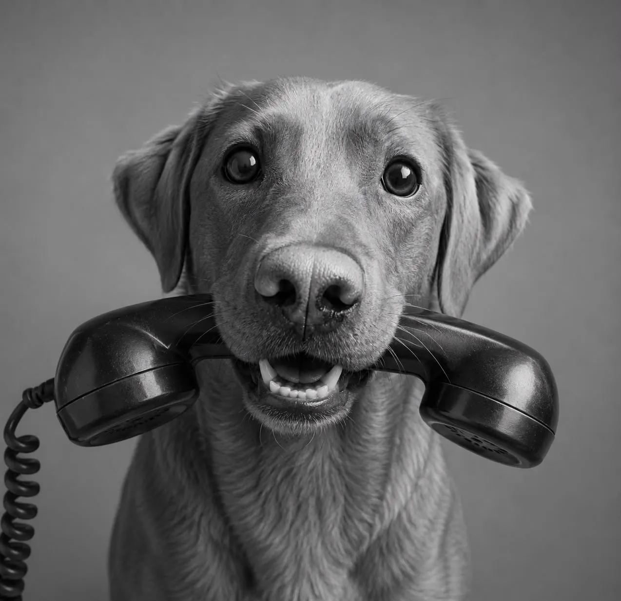 Hund mit Telefon